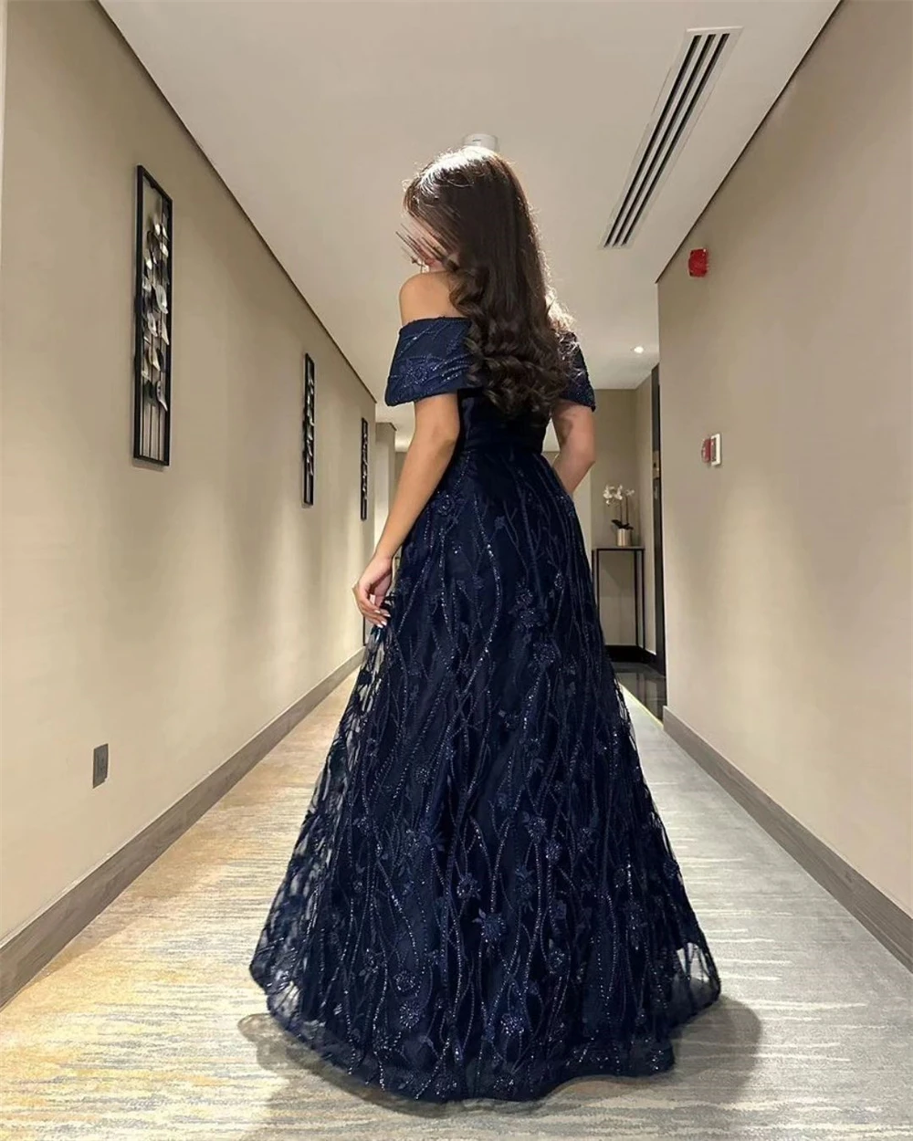 Customized sparkle Off-the-shoulder Ball gown Cocktail Sequin