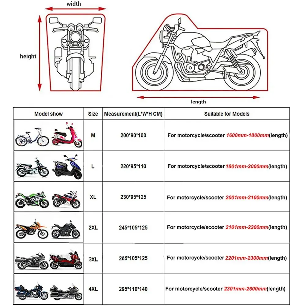 Waterproof Motorcycle Cover For Motorbike All Season Dustproof UV Protective Indoor Scooter Outdoor Motocross Rain Covers M-4XL images - 6