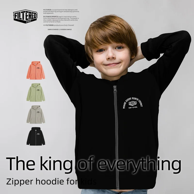 Filtered Sportswear Children's Cardigan Zipper Sweatshirt Boys girls Autumn New Boxing Training Wear Long Sleeve Top 069YTMY069