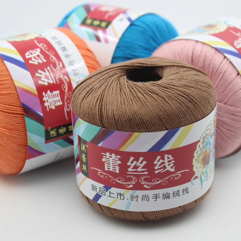 1Pc 50g 100% Cotton Yarn for Hand Knitting Soft lace Crochet Yarn Thin threads for sweater shawl toy amigurumi line 180Meter 2
