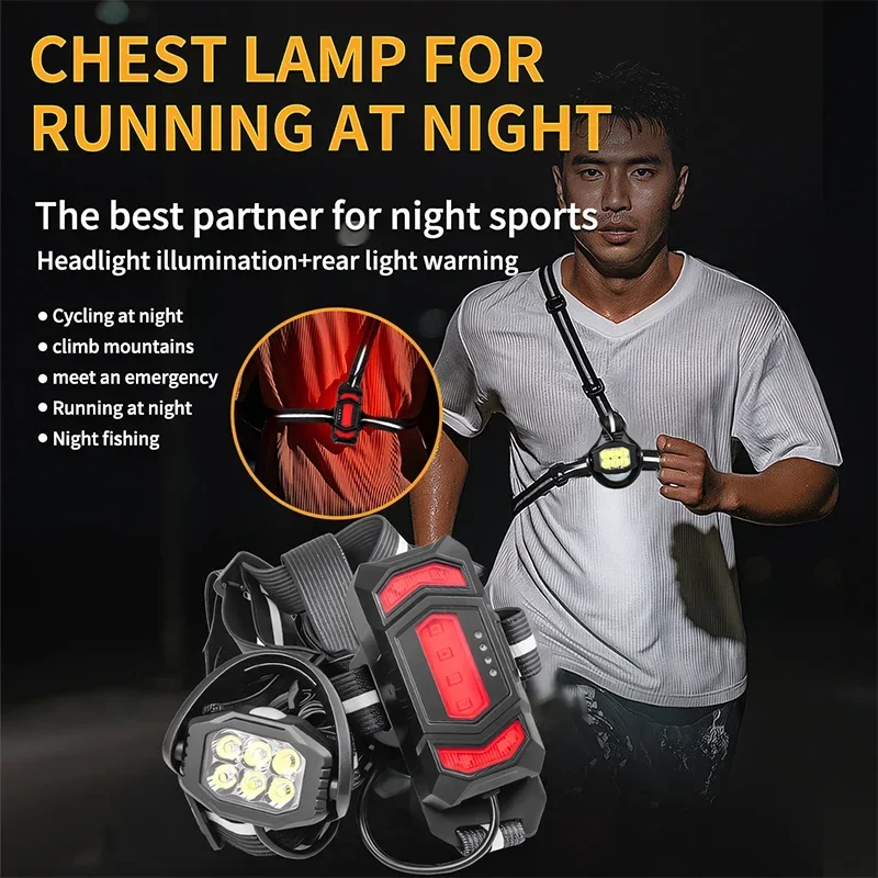 Led Chest LED Chest Front Multi-Lamp Red Warning USB Rechargeable Night Running ...