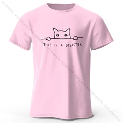Elegant Minimalist Cat Line Art 100% Cotton Unisex Tee - Soft, Breathable Round Neck Short Sleeve - XXXL (Pink)