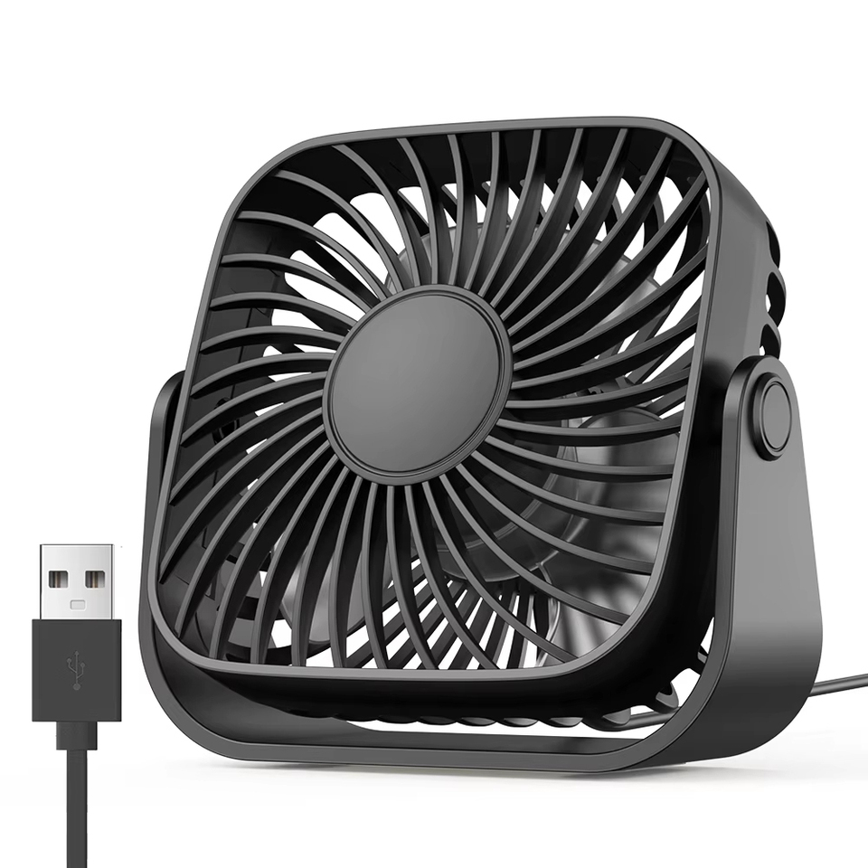 4Inch USB Portable Fan 3speed Quiet Desk Table Personal Cooling Tool 360°Adjustment Standing Electric Fans for Room Home Camping