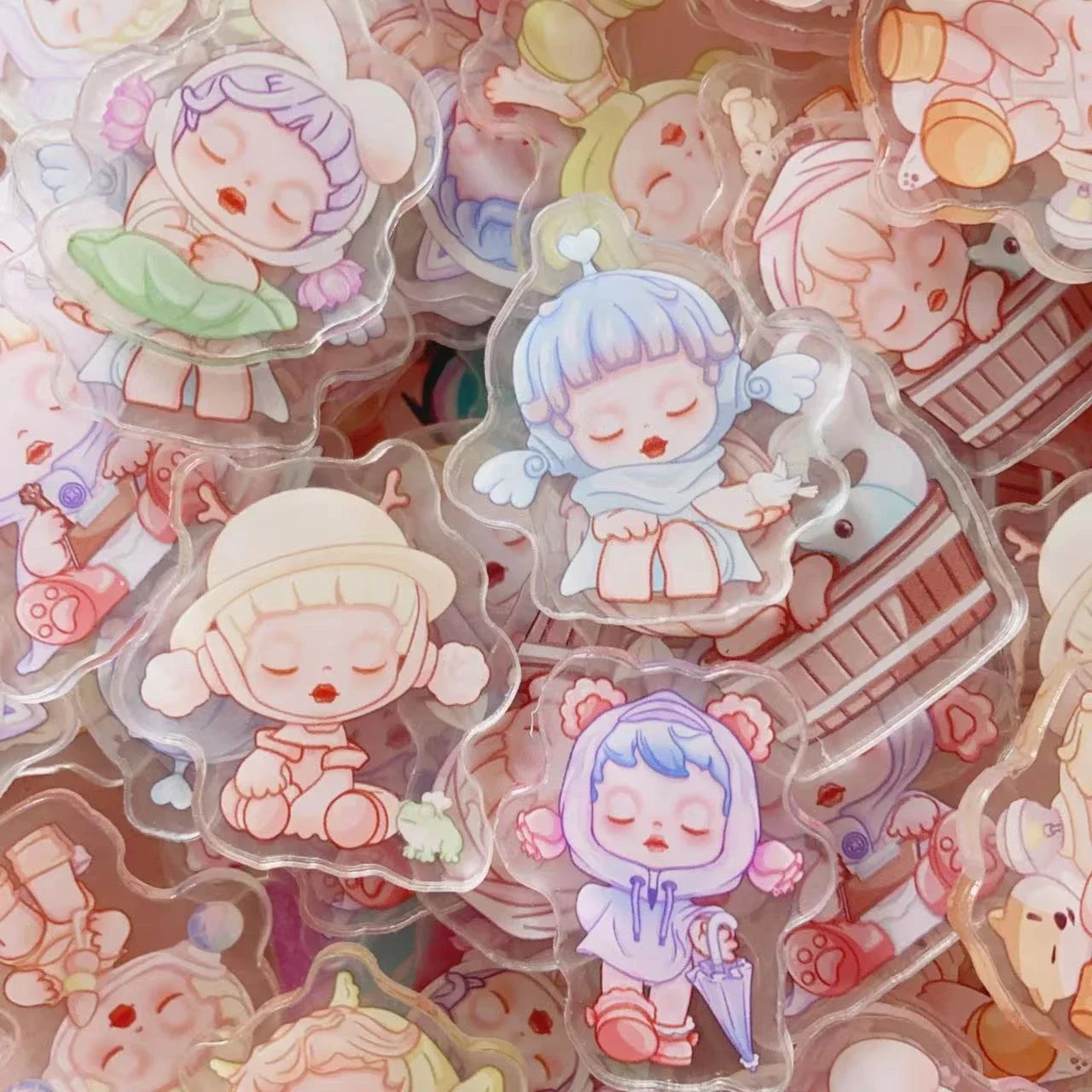 

Теплая серия Skullpanda, 50 мм, акриловые очаровательные двусторонние периферии SP, популярные миниатюры, декоративные аксессуары