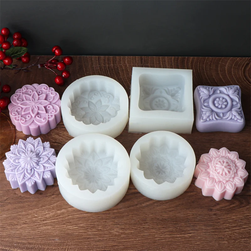 3D Creative Flower Shaped Soap Mold Silicone Molds DIY Handmade Fondant Cake Decorating Candle Mold Pudding Ice Cube