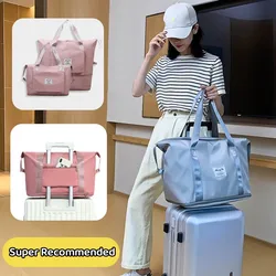 Large Capacity Travel Handbag Foldable Waterproof Travel Tote Bag Multifunctional Sports Simple Fitness Bag Portable Luggage Bag