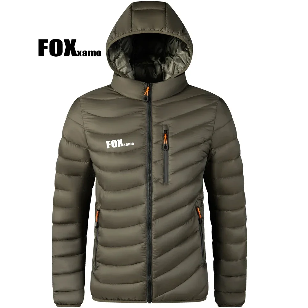 Foxxamo 남성용 따뜻한 방수 코트, 후드, 캐주얼 브랜드, 방풍, 두꺼운 외투, 모자, 파카 재킷, 가을, 겨울 사이클링, 신상
