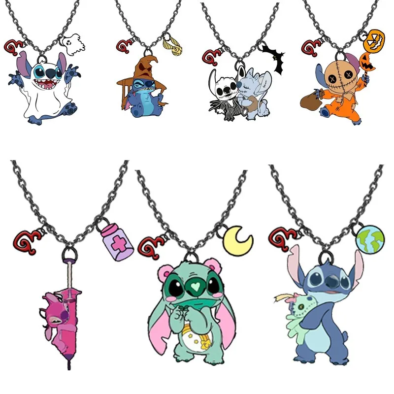 

New Disney Lilo & Stitch Necklace Anime Characters Stitch Halloween Collection Exquisite Trendy Jewelry Couple Cute Style Gift