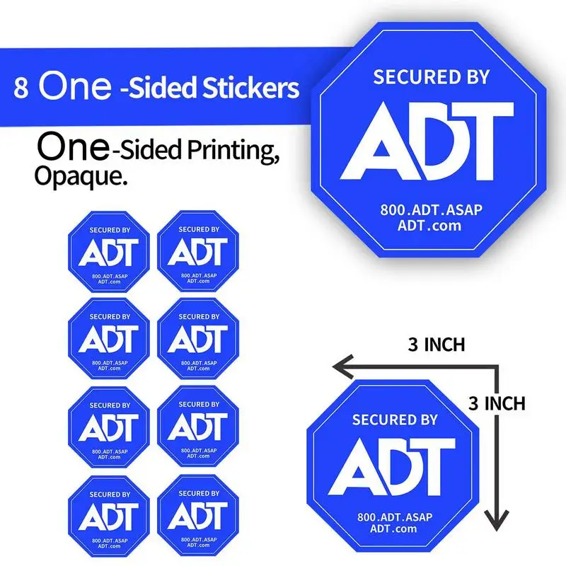 8PCS Window Waterproof Safety Sticker Warning ADT Window Sticker Waterproof Material Decal for Home Decoration