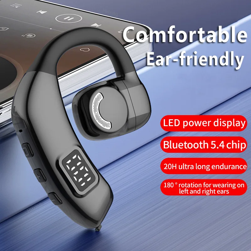 Auscultadores Bluetooth sem fios Auscultadores de Condução Óssea com Microfone Auscultadores Handsfree Cancelamento de Ruído para Condução, Audifonos