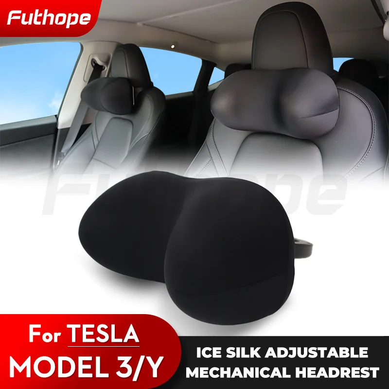 Futhope Ice Velvet SPA Headrest for Tesla Model 3 Y Highland juniper Head Neck Support Protection Long-distance Travel Cool