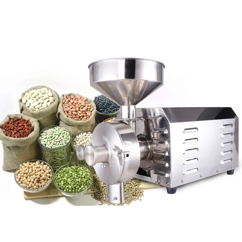 1800W Grains Mill Grinder Commercial Dry Grinding Electric Stainless Steel Powder Ultra-Fine Grinding Machine 220V