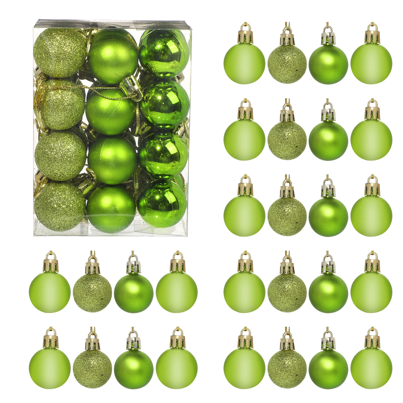 24 bolas navideñas de 3 cm para árbol de Navidad, bolas de oro rojo, colgantes, decoración para fiestas navideñas, regalo de Año Nuevo