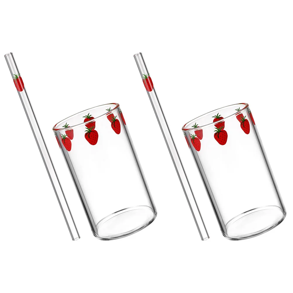 

2 Sets of Clear Compact Straw Cup Home Water Bottle Transparent Straw Bottle Home Supply