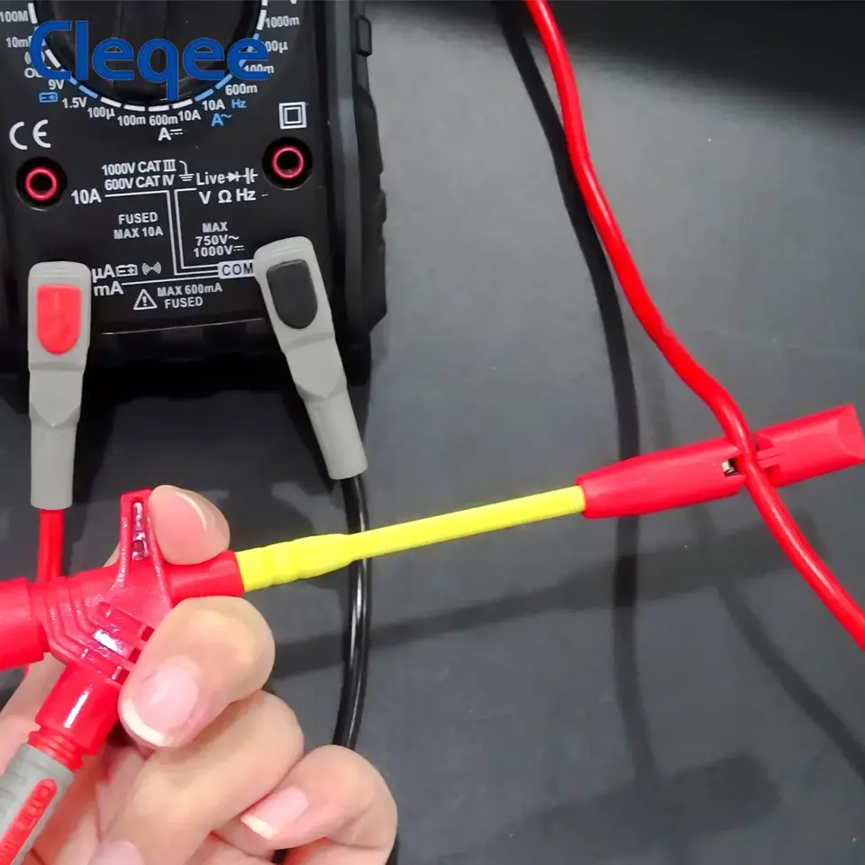 Cleqee P5005 2pcs Professional Test Hook Clip Quick Wire Piercing Probe Multimeter Needles with 4mm Socket Automotive Tool image 2