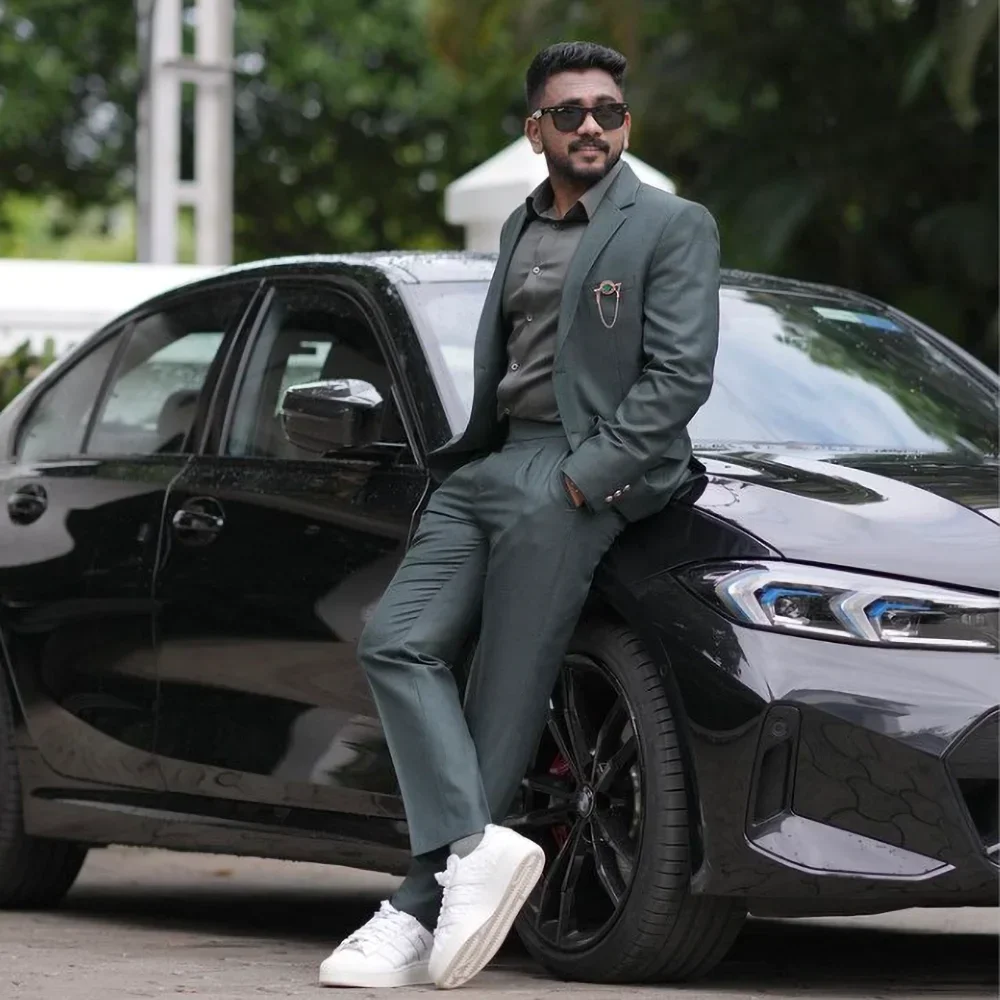 

Мужской облегающий костюм из блейзера и брюк, темно-синий однобортный пиджак с отложным воротником с вырезом и брюки, повседневный и деловой стиль, 2019