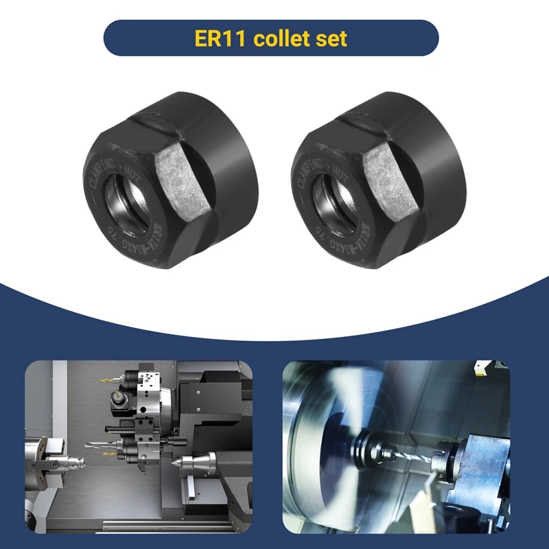 4Pcs ER11-A Type M14 Thread Collet Clamping Hex Nuts, For CNC Milling Chuck Holder Lathe
