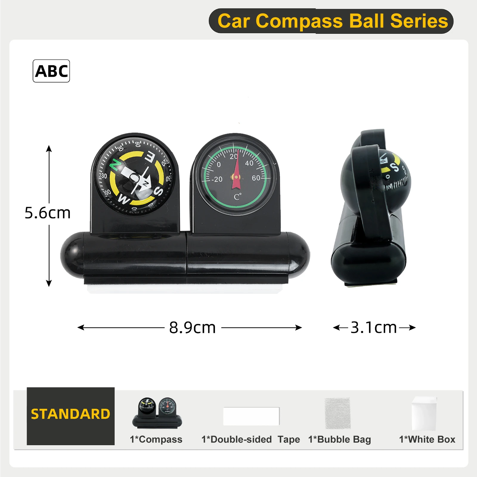 Outdoor Adjustable Navigation Dashboard Compass Level For Car Auto Cycling Hiking Direction Pointing Guide Ball Shaped Compass