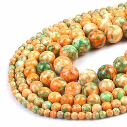 Vibrant Orange and Blue Jasper Round Beads for DIY Jewelry Making - Natural Loose Stones in Various Sizes (WHITE)
