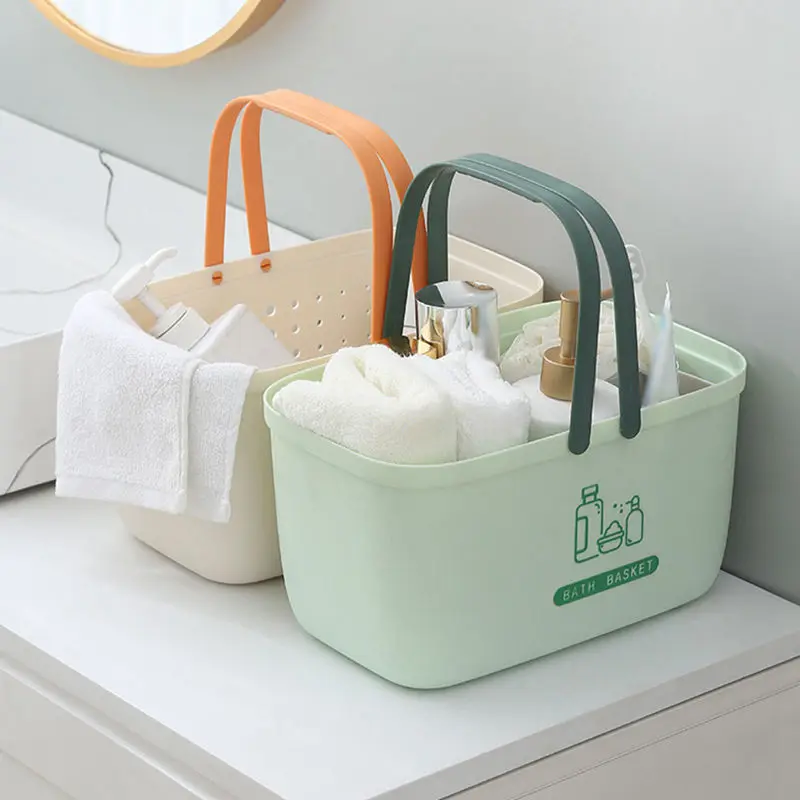 Portable Shower Caddy Tote Heart Shaped Plastic Storage Basket with Handle Box Organizer Bin for Bathroom