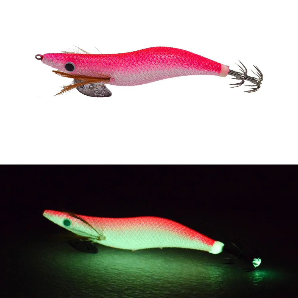 1 High-Quality Artificial Wooden Shrimp Bait Exported to Japan, Including Squid Hooks, Glowing Octopus Squid Fishing Gear, and F