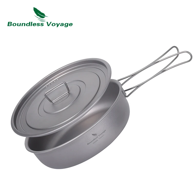 Boundless Voyage Titanium Frying Pan Skillet Roasting Pans with Folding