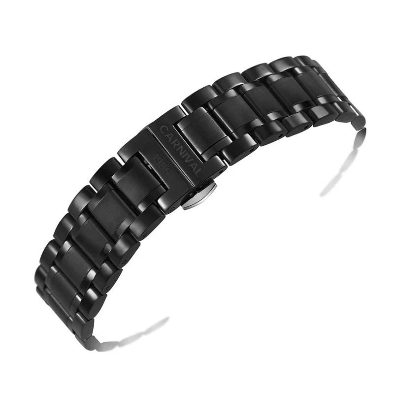 Original 20mm Solid Stainless Steel Black Gold Silver Watch Strap Replacement Band Watchband for CARNIVAL Brand Wristwatch Clock