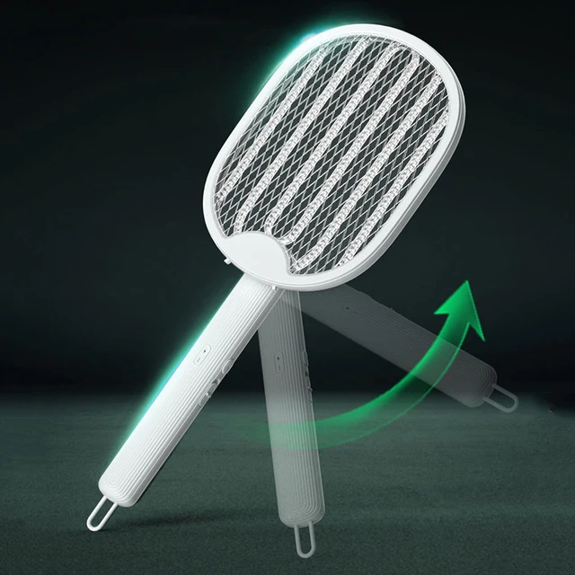 2-In-1 Légy Swatter Csapda Usb Újratölthető Szúnyog Ütő Rovargyilkos Biztonsági Védő Háló Háztartási Készletek Nyári Alváshoz