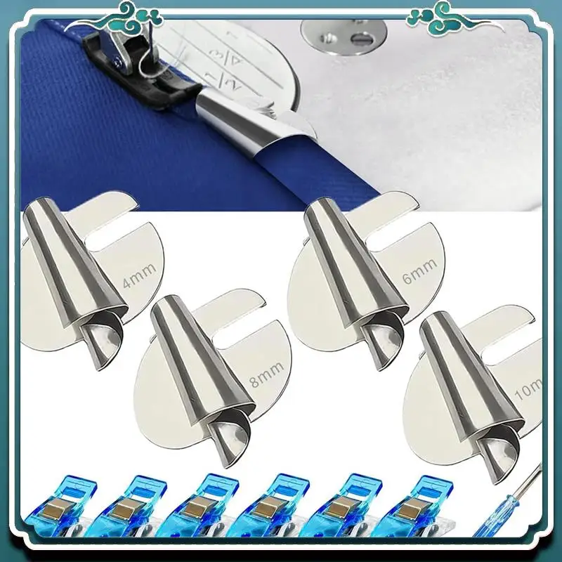 Sewing Rolled Hemmer Foot Set 4Pcs (4/6/8/10MM),Universal Sewing Machine Parts Rolled Hem Presser Foot