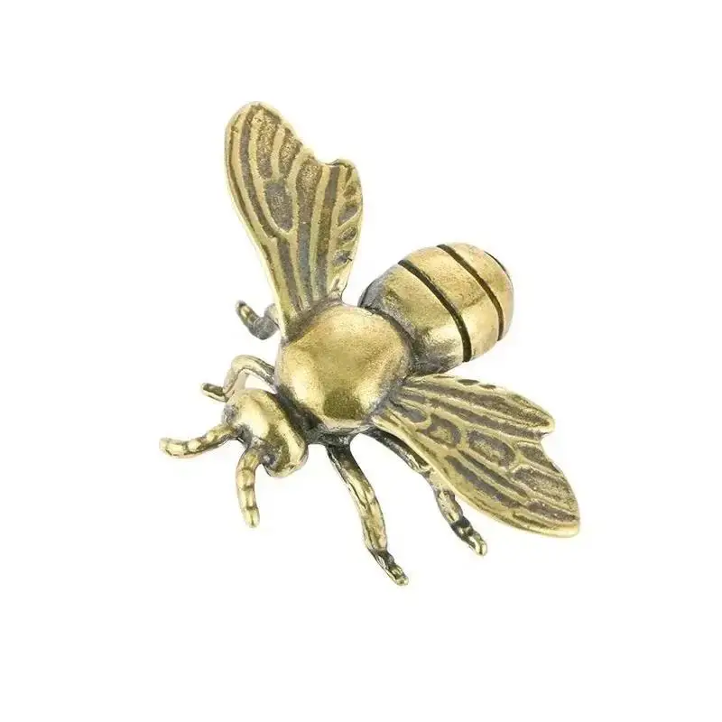 Solid Brass Insect Honeybee Figurines Miniatures Tea Pet Funny Beetle Crafts Collection Desktop Small Ornaments Home Decorations