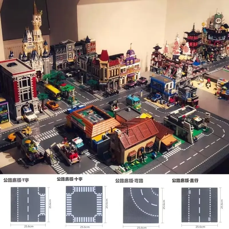 Small particle city road street floor assembly puzzle building blocks