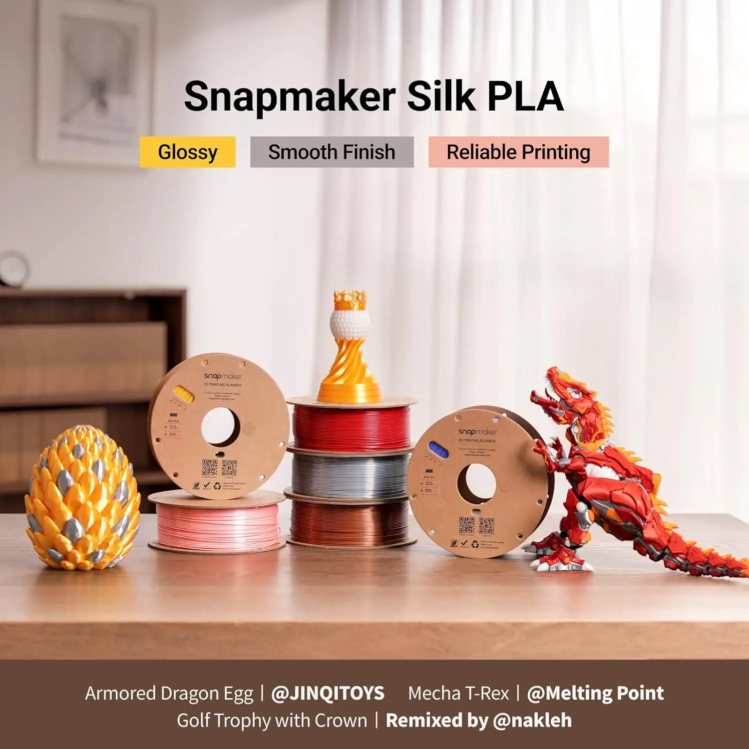 실크 글로스 PLA 3D 프린터 필라멘트, 실크 구리 PLA 필라멘트 1.75mm, 부드러운 메탈릭 새틴 광택, 200/250/500/1000g 스풀