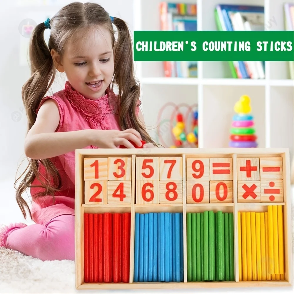 Educational Toys Math Toys Teaching Aids Toys Kids Montessori Wooden Educational Math Calculate Mathematics Games Counting Number Sticks Material Early Learning Children Toys
