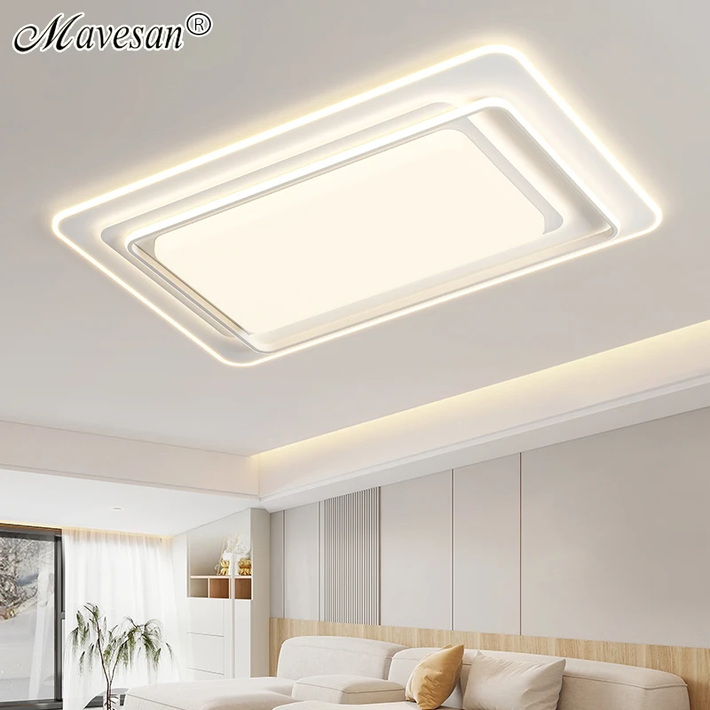 

Modern Minimalist White Rectangle Ceiling Light Living Room Lighting Fixtures 2023 Creative Designer Hall Bedroom Chandelier