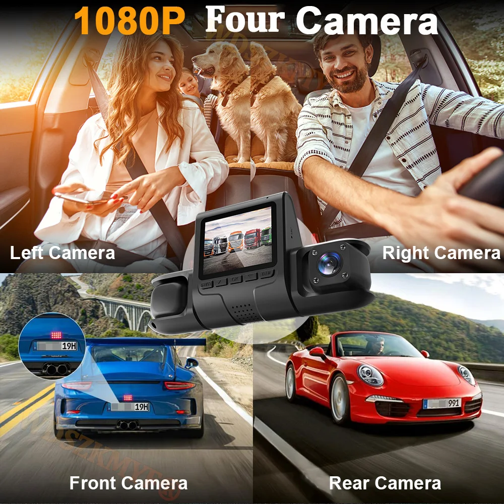 360° Car Camera 4Lens 1080P WIFI & APP Dash Cam 24H Parking monitor Video Recorder Car DVR Front Rear View Camera Black Box