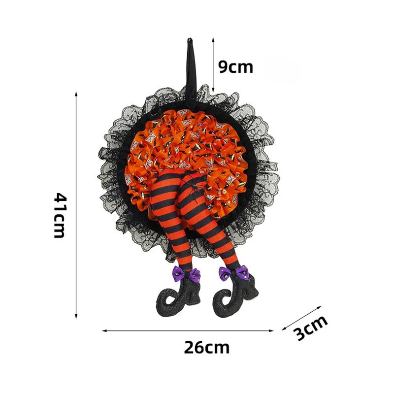 1 Pcs Halloween Witch Hat Leg Door Wreath Halloween Wreath Door Hanging Terrifying Atmosphere Decoration Happy Party Supplies