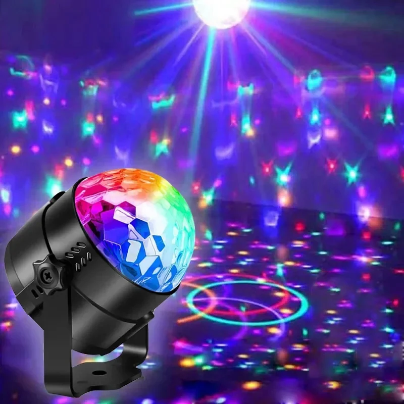 LED 파티 무대 조명 디스코 볼 사운드, 리모컨 댄스 회전 매직 분위기 램프,..