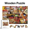 Greedy Cat-Wooden Jigsaw Puzzle Art, Unique Animal Shaped Pieces, DIY Leisure Game Fun Toy Gift Suitable Family Friends 1