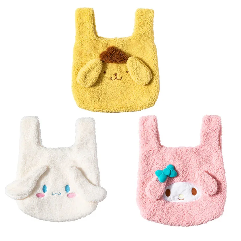 

Cartoon Sanrioed Cute Mymelody Cinnamoroll Plush Portable Shopping Bag Ins Girly Kawaii Large Capacity Lamb Hair Storagebag Gift