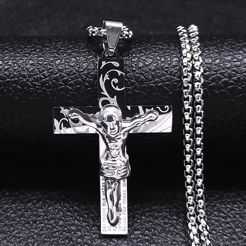 

Stainless Steel Cross Jesus Crucifix Chain Necklaces for Women/Men Christianity Necklaces Jewelry acero inoxidable N1169S02