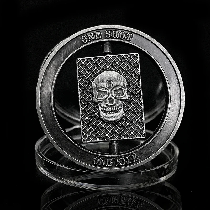 Фото Снайперский One Shot One Kill Ace of Spades Спиннер-череп, коллекция военных вызовов, Коллекционная монета, художественный сувенир, подарки для друзей №1
