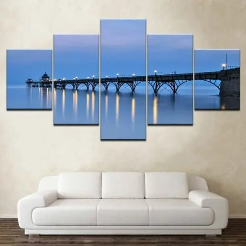 

5Pcs Seaside Bridge Pictures Canvas Art Poster HD Print No Framed 5 Pieces Paintings Home Decor Wall 5 Panel Room Decor Abstract