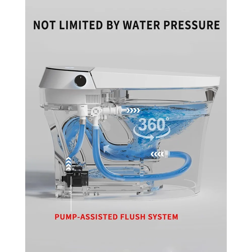 Smart Bidet Toilet, Smart Toilet with Bidet Built in, Pump-assisted Flush, Foot Sensor Operation, Warm Water, Heated Seat 2