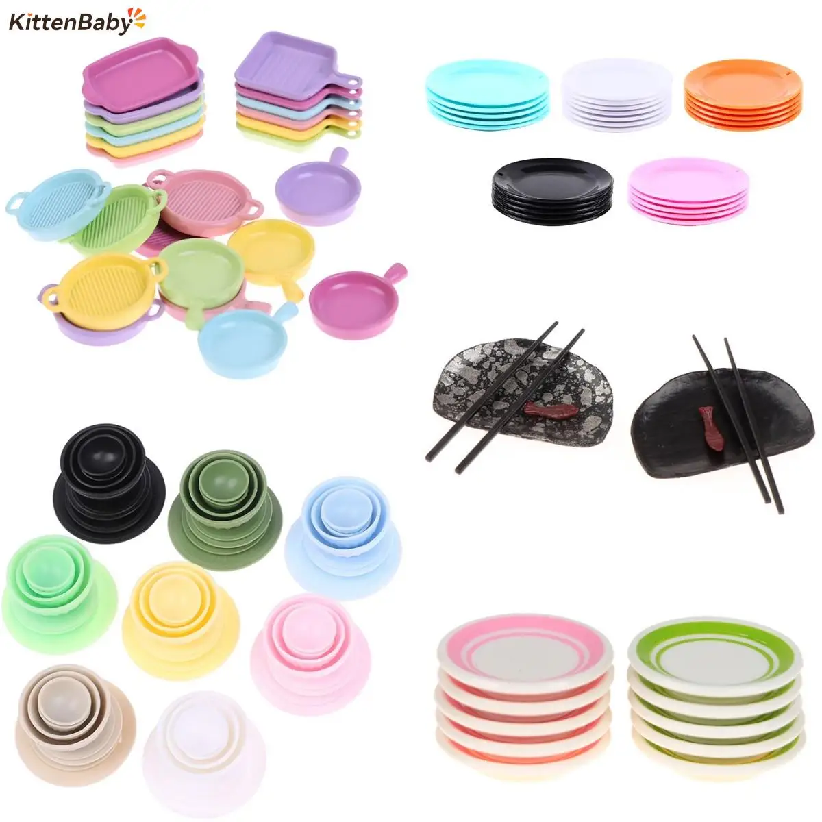 

3/4/5/8Pcs Mini Food Cake Dessert Pastry Dishes Tableware Miniature Doll House Accessories Dollhouse Trays Plates Kitchen Toys