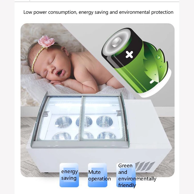 

Commercial Ice Cream Display Cabinet Ice Porridge Freezer 6 Round Barrels Or 6 Square Barrels Popsicle Large Capacity