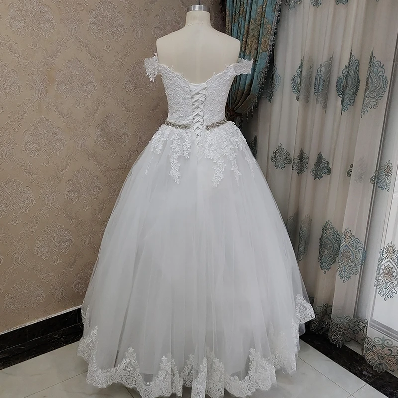 Customized ZJ9183 Gorgeous Appliques A-Line Sweetheart Wedding Dresses Luxury Crystal Croset Lace Up Back Bridal Gown wedding dresses