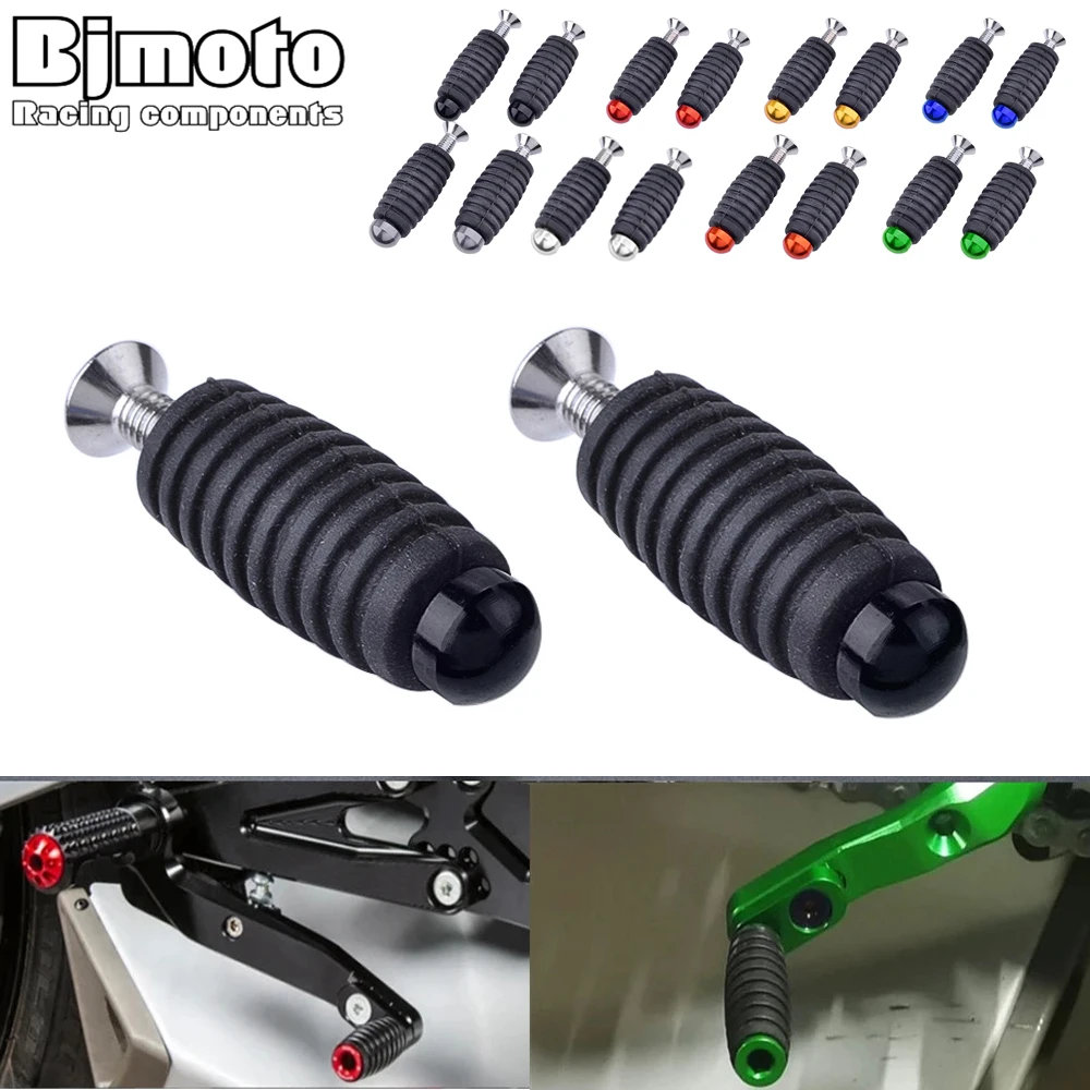 BJMOTO Motorcycle Gear Shift Brake Lever Toe Pegs Toepegs Pedals M6 6mm Footpegs For Kawasaki Honda Ducati Racing Rearset motorcycle accessories motorcycle foot pedals motorcycle footrests