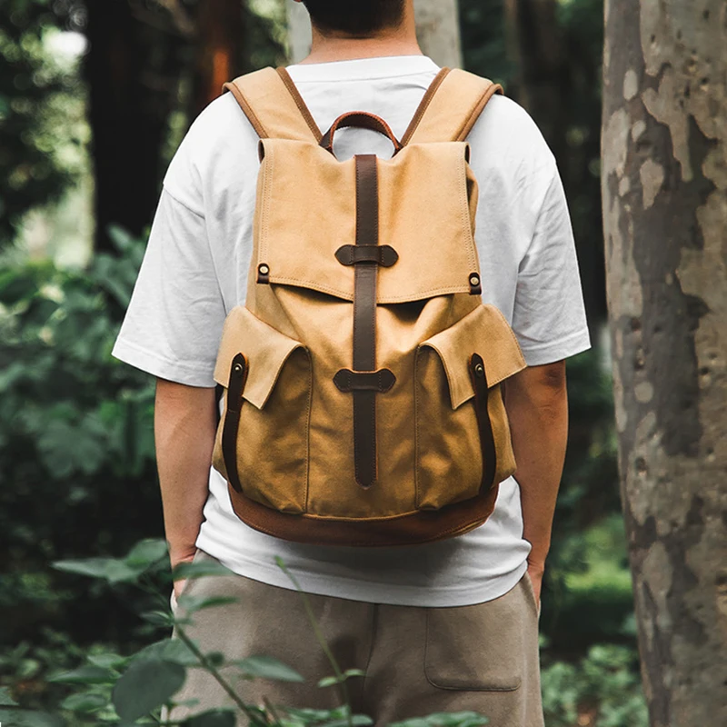 

2023 Men Large Capacity Travel Shoulder Bag Vintage Laptop Canvas High Quality Students Casual Bag