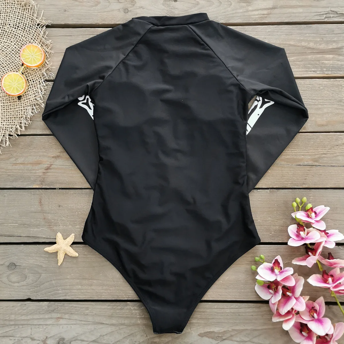 Women Sport Swimsuits Surfing Sport Swimsuit One Piece Long Sleeves Women Swimwear Skeleton Zipper Halloween Costumes