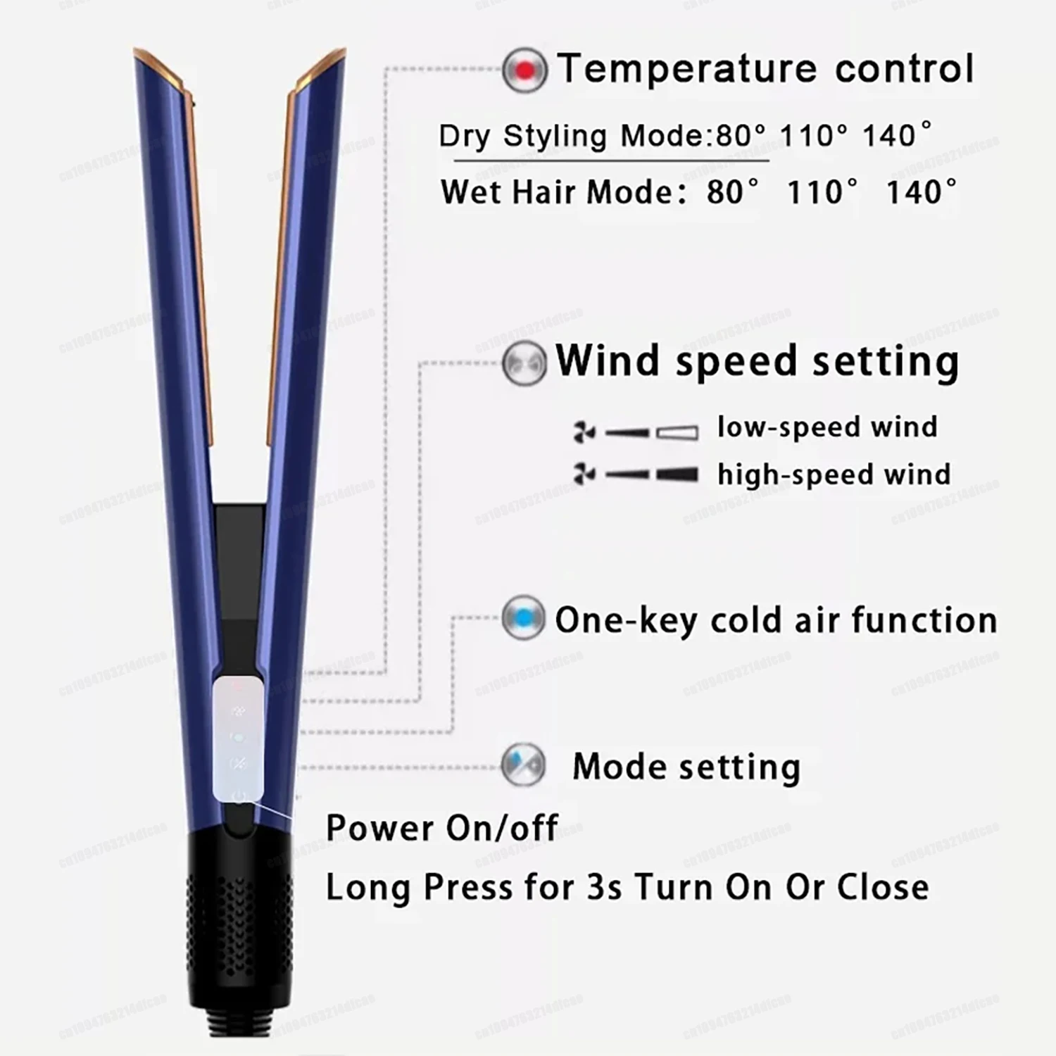2IN1 Hair Straightener&Hair Dryer Hot Cold Air Wind Strai Flat Iron Dryer Straighten Hair Long-Lasting Styling Tool EU/KR Plug